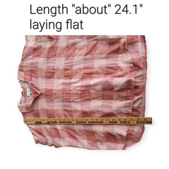 Lucky Brand Linen Cotton Blush Plaid Top XL - Picture 9 of 10